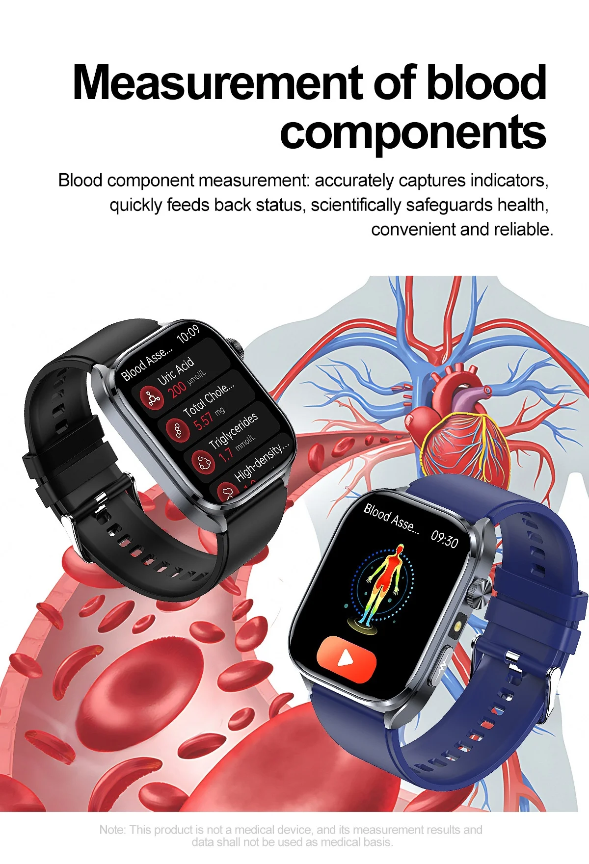 Smart Health ECG Watch with Square HD Screen & Bluetooth Calling