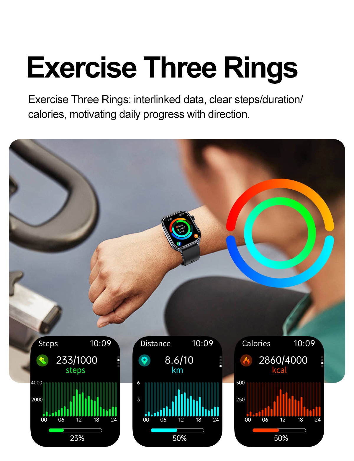Smart Health ECG Watch with Square HD Screen & Bluetooth Calling