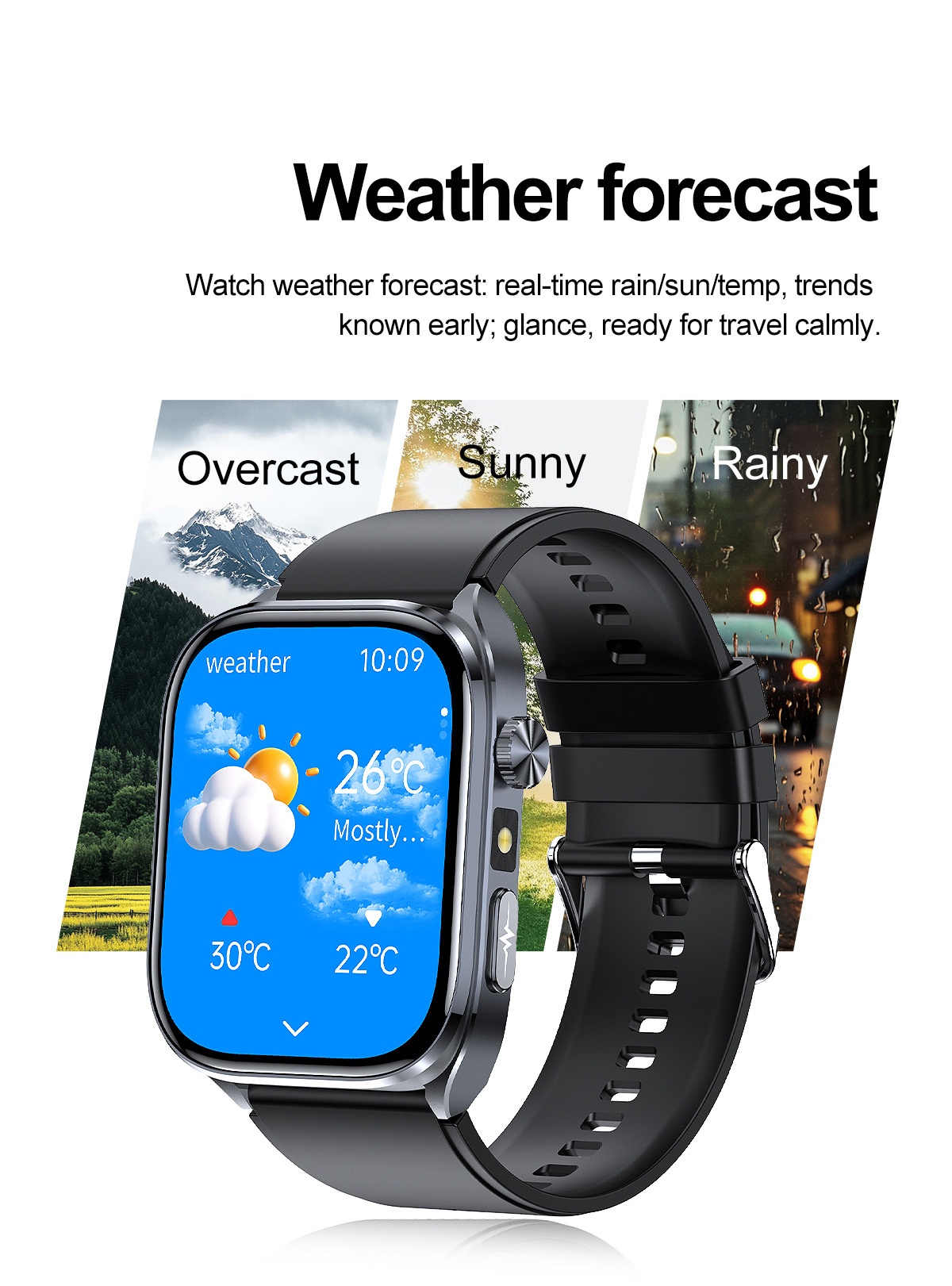 Smart Health ECG Watch with Square HD Screen & Bluetooth Calling