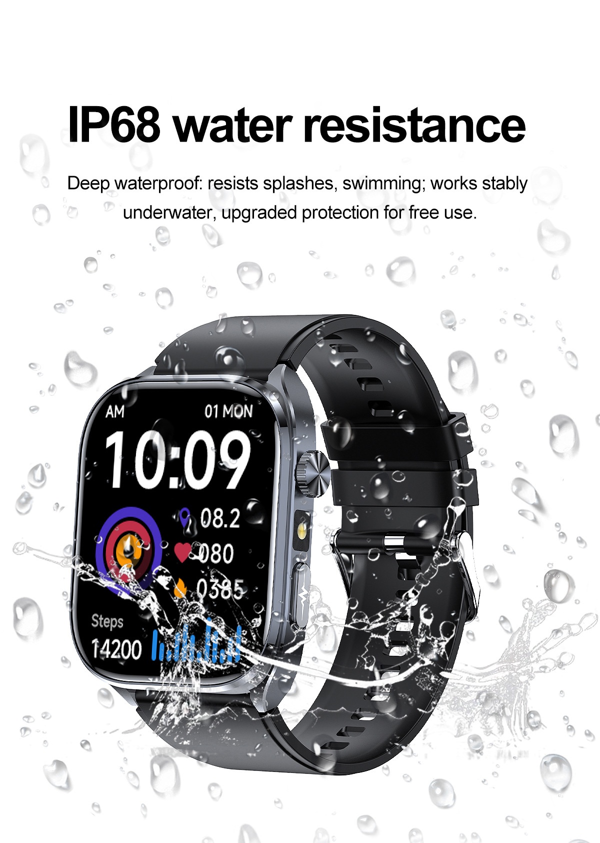 Smart Health ECG Watch with Square HD Screen & Bluetooth Calling
