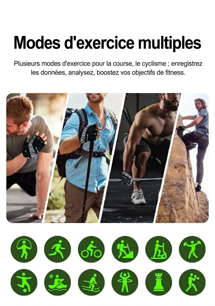 Montre connectée ECG avec écran carré HD et appels Bluetooth