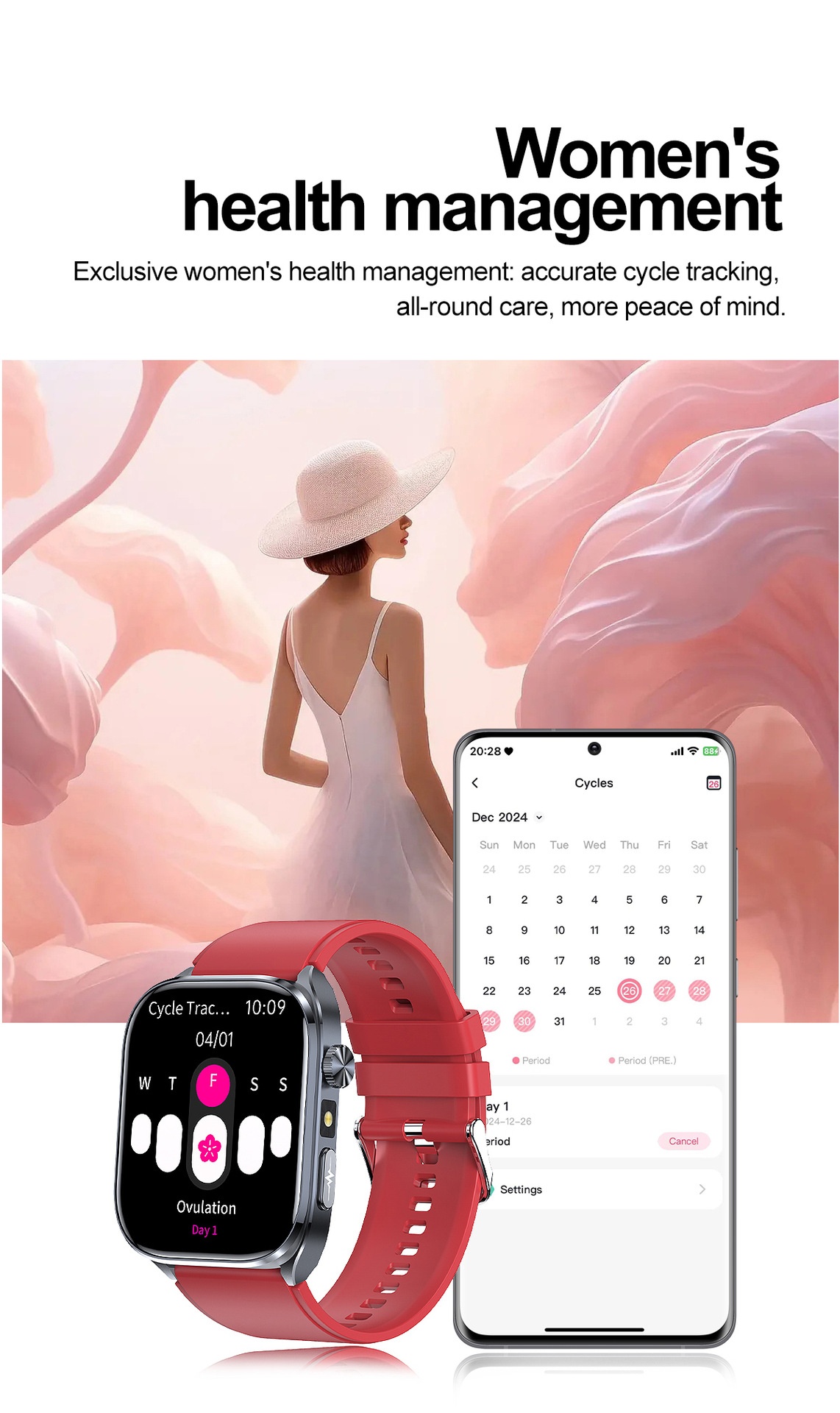 Smart Health ECG Watch with Square HD Screen & Bluetooth Calling