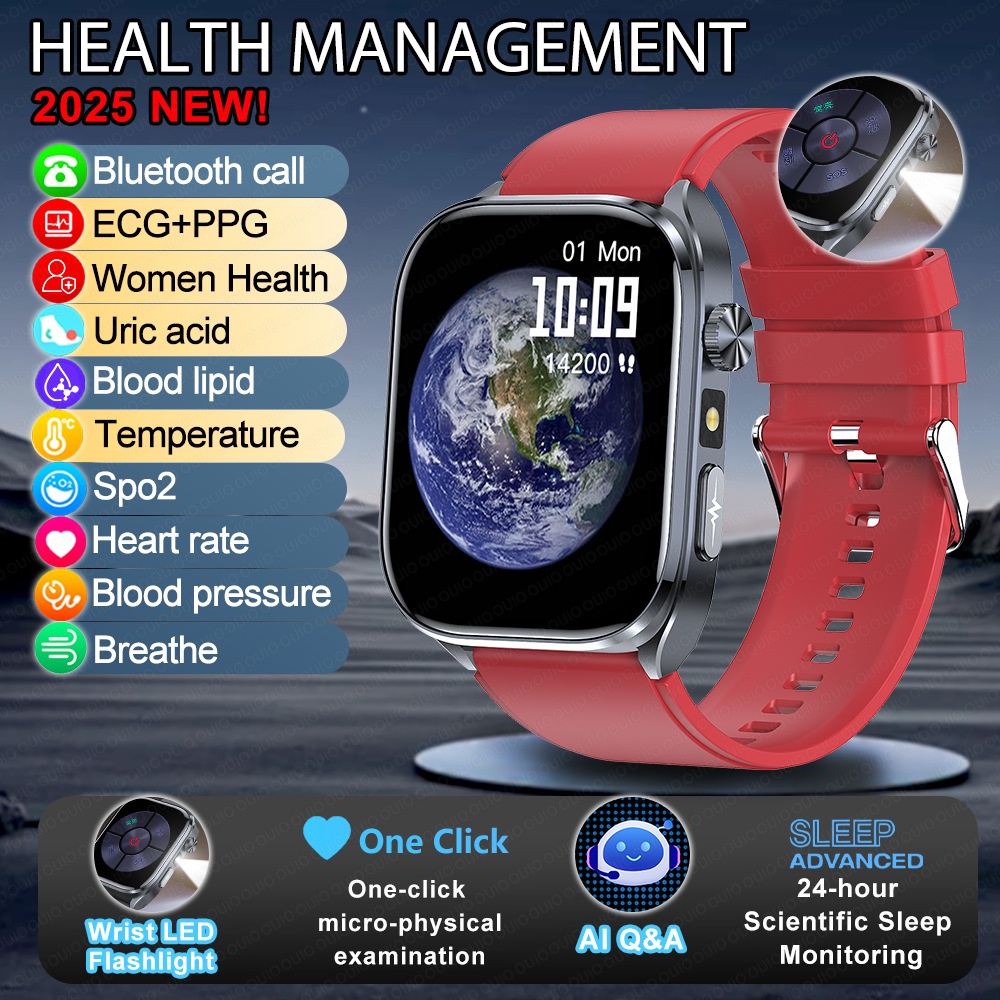 Smart Health ECG Watch with Square HD Screen & Bluetooth Calling