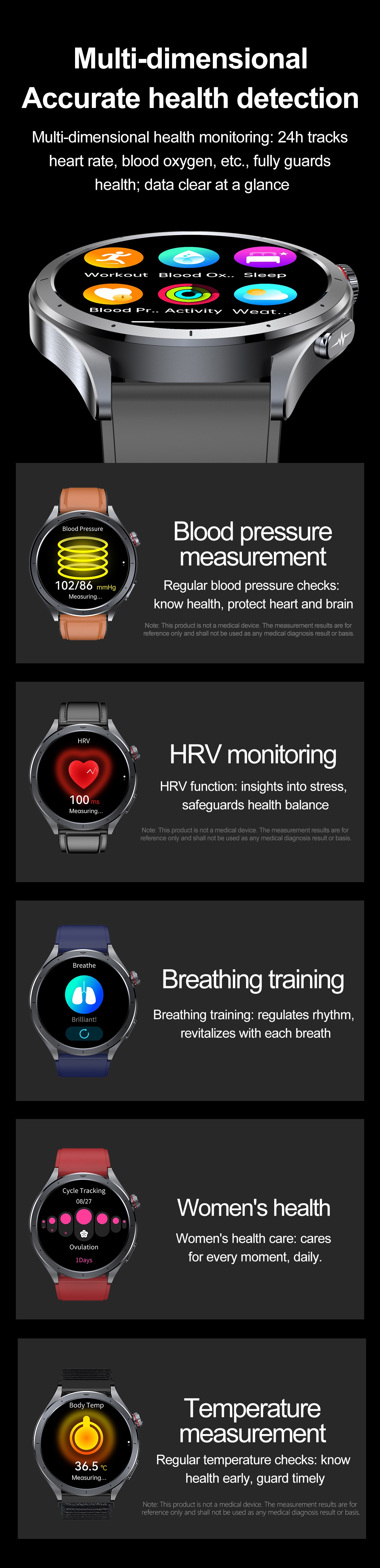 AI Smart ECG Health Watch with Round AMOLED Display & Bluetooth Calling