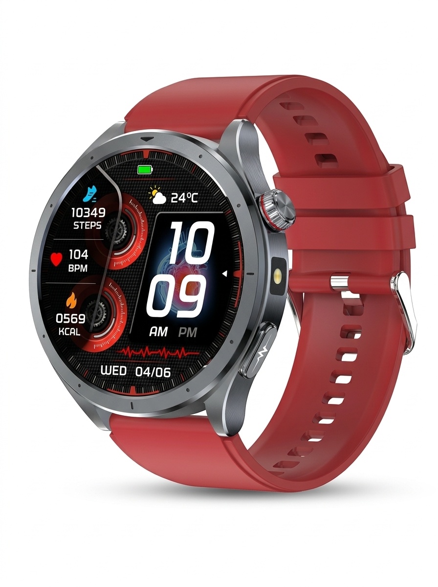 AI Smart ECG Health Watch with Round AMOLED Display & Bluetooth Calling
