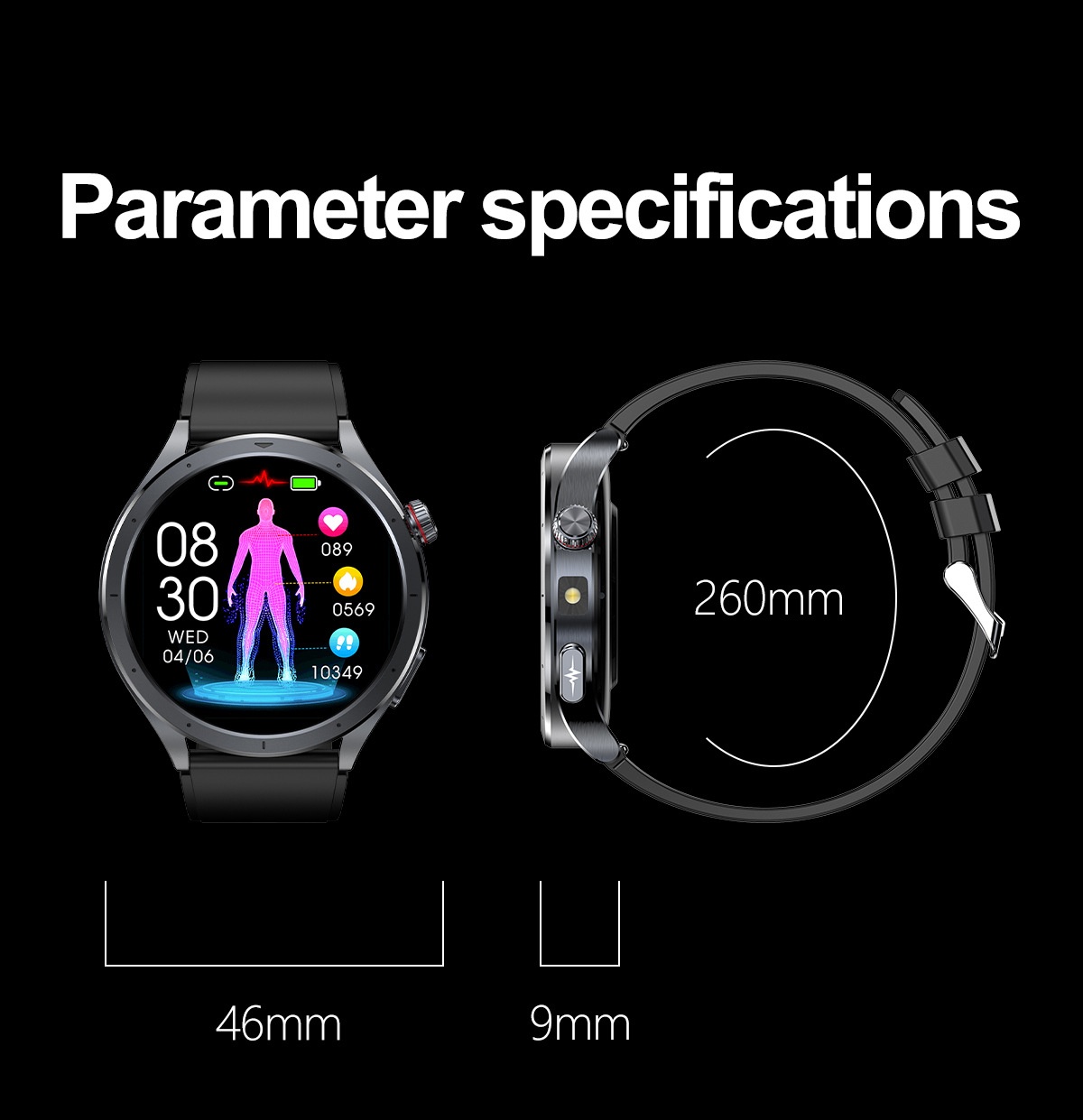 AI Smart ECG Health Watch with Round AMOLED Display & Bluetooth Calling