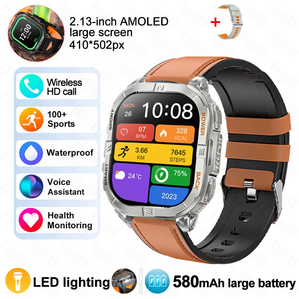 K72 Rugged GPS Sports Smart Watch with Rectangular AMOLED Display & BT Call