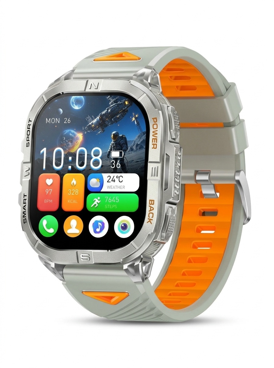 K72 Rugged GPS Sports Smart Watch with Rectangular AMOLED Display & BT Call