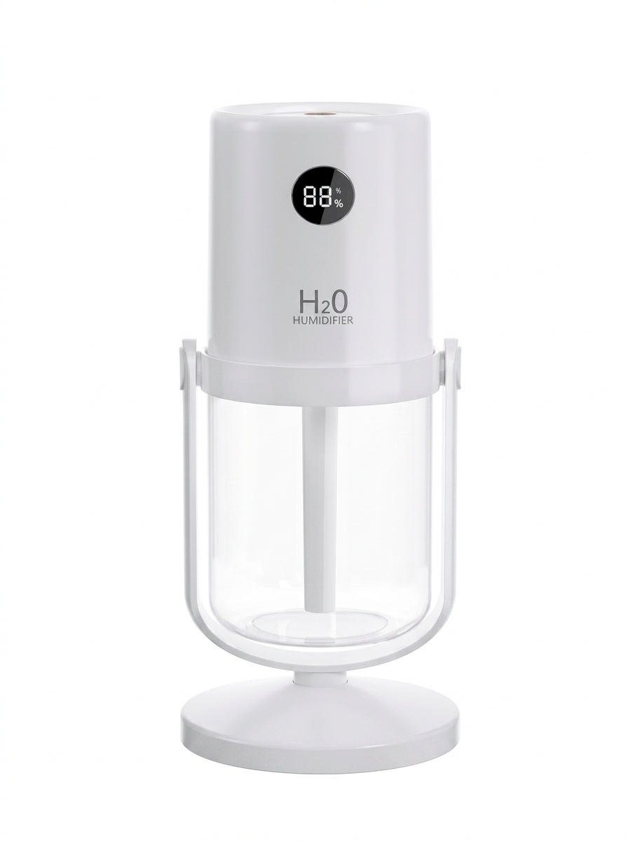 Humidificador inalámbrico esterilizador UV, difusor de nano-niebla portátil de 320 ml con batería de 1200 mAh, rotación de 360°, funcionamiento silencioso para el hogar y la oficina.