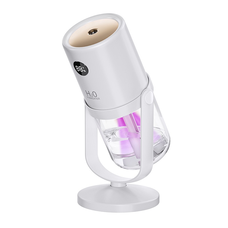 Humidificador inalámbrico esterilizador UV, difusor de nano-niebla portátil de 320 ml con batería de 1200 mAh, rotación de 360°, funcionamiento silencioso para el hogar y la oficina.