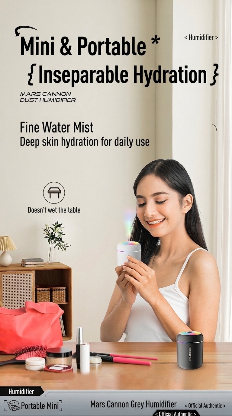 Humidificador USB mini portátil, difusor de aceites esenciales de 180 ml con luz nocturna RGB de 7 colores, niebla fina y silenciosa para coche, hogar, oficina y viajes.