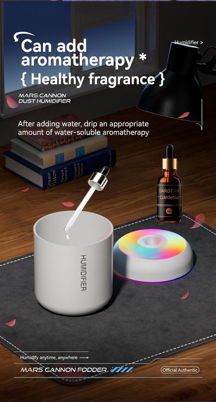 Humidificador USB mini portátil, difusor de aceites esenciales de 180 ml con luz nocturna RGB de 7 colores, niebla fina y silenciosa para coche, hogar, oficina y viajes.