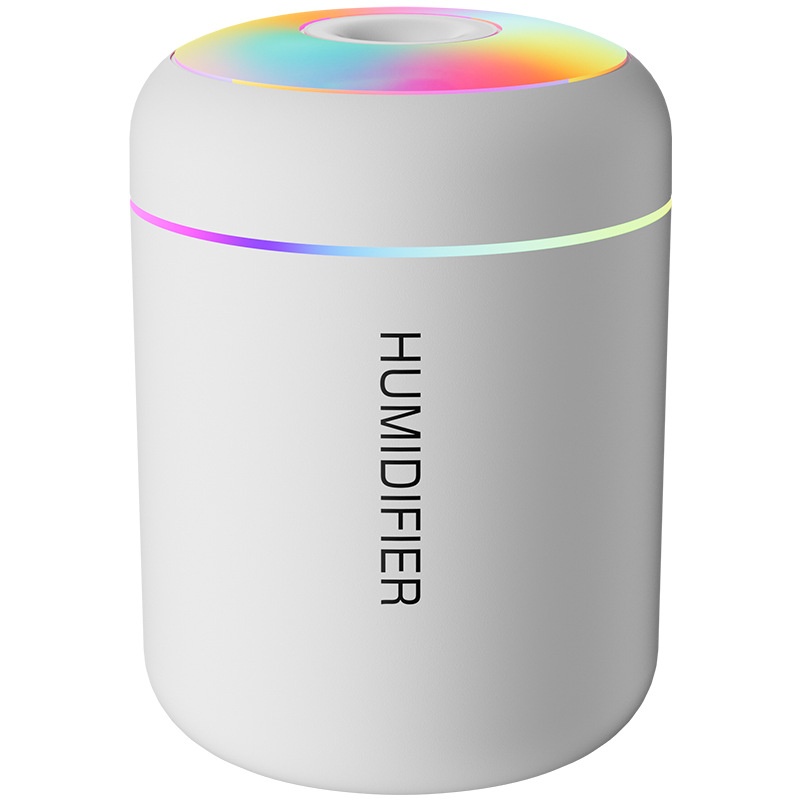 Humidificador USB mini portátil, difusor de aceites esenciales de 180 ml con luz nocturna RGB de 7 colores, niebla fina y silenciosa para coche, hogar, oficina y viajes.