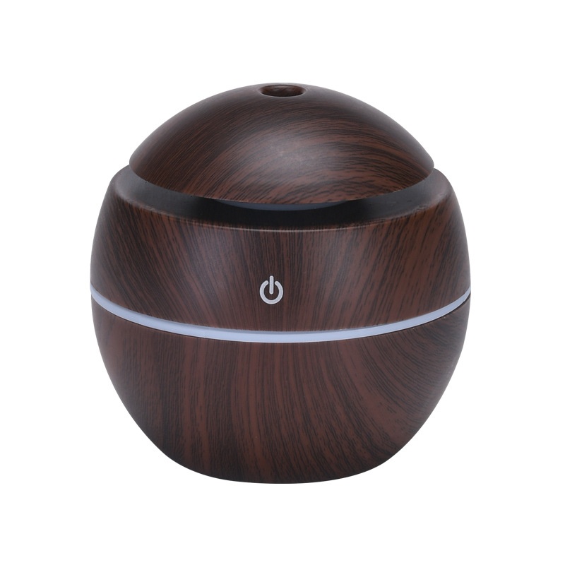 Mini humidificador USB con diseño de vetas de madera y difusor de aromas, 200 ml, portátil, silencioso, generador de niebla ultrasónico con luz LED de 9 colores, modos de 4/8 horas para el hogar y el escritorio.
