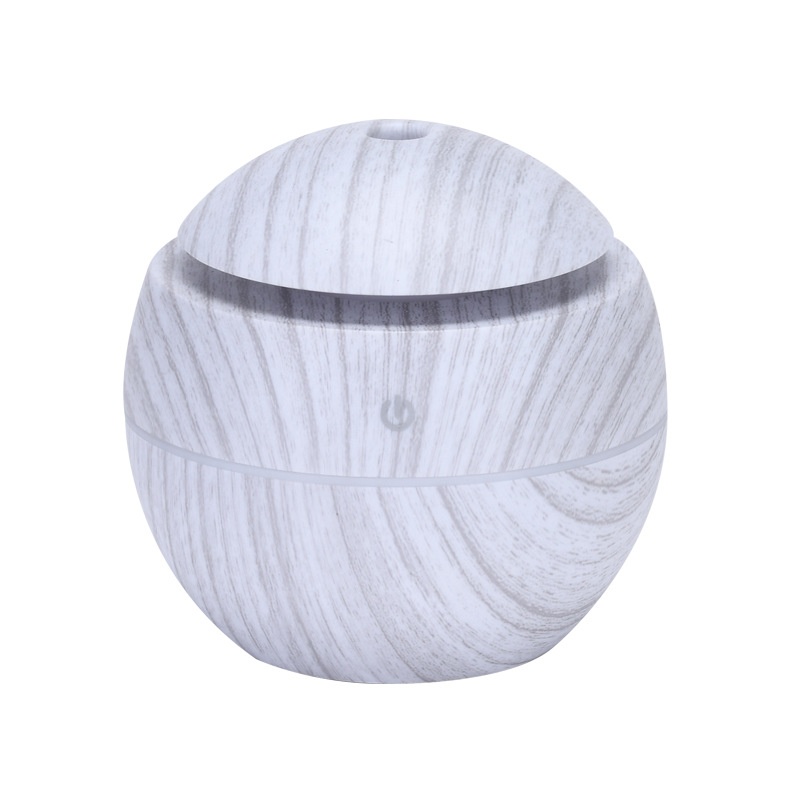 Mini humidificador USB con diseño de vetas de madera y difusor de aromas, 200 ml, portátil, silencioso, generador de niebla ultrasónico con luz LED de 9 colores, modos de 4/8 horas para el hogar y el escritorio.