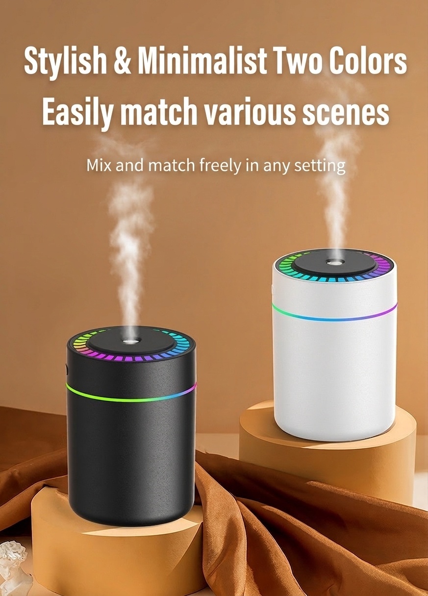 Humidificador RGB portátil y mini difusor de aire USB, generador de nano niebla de 180 ml con iluminación ambiental vibrante, carga tipo C, funcionamiento silencioso para el hogar.