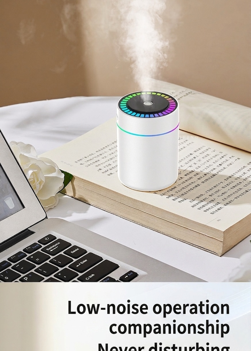 Humidificador RGB portátil y mini difusor de aire USB, generador de nano niebla de 180 ml con iluminación ambiental vibrante, carga tipo C, funcionamiento silencioso para el hogar.