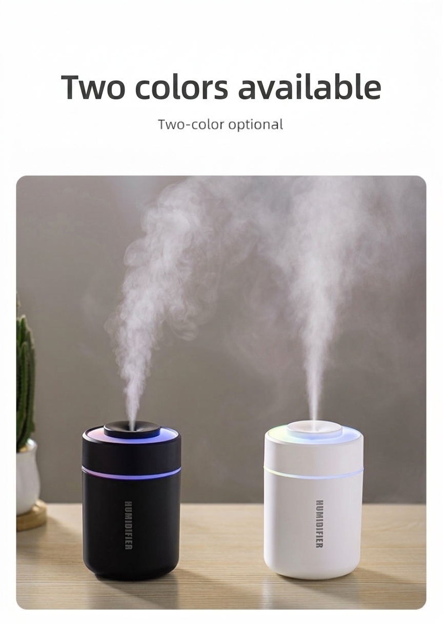 Humidificador portátil mini BW-1, difusor de aire USB silencioso con luz nocturna LED de colores, tecnología de niebla fina y 2 modos de pulverización para el hogar, la oficina y el coche.