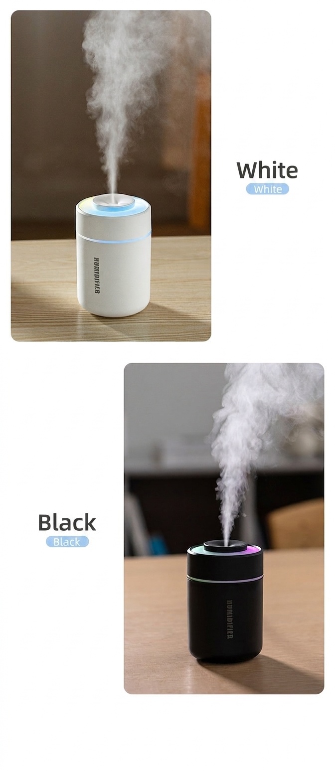 Humidificador portátil mini BW-1, difusor de aire USB silencioso con luz nocturna LED de colores, tecnología de niebla fina y 2 modos de pulverización para el hogar, la oficina y el coche.