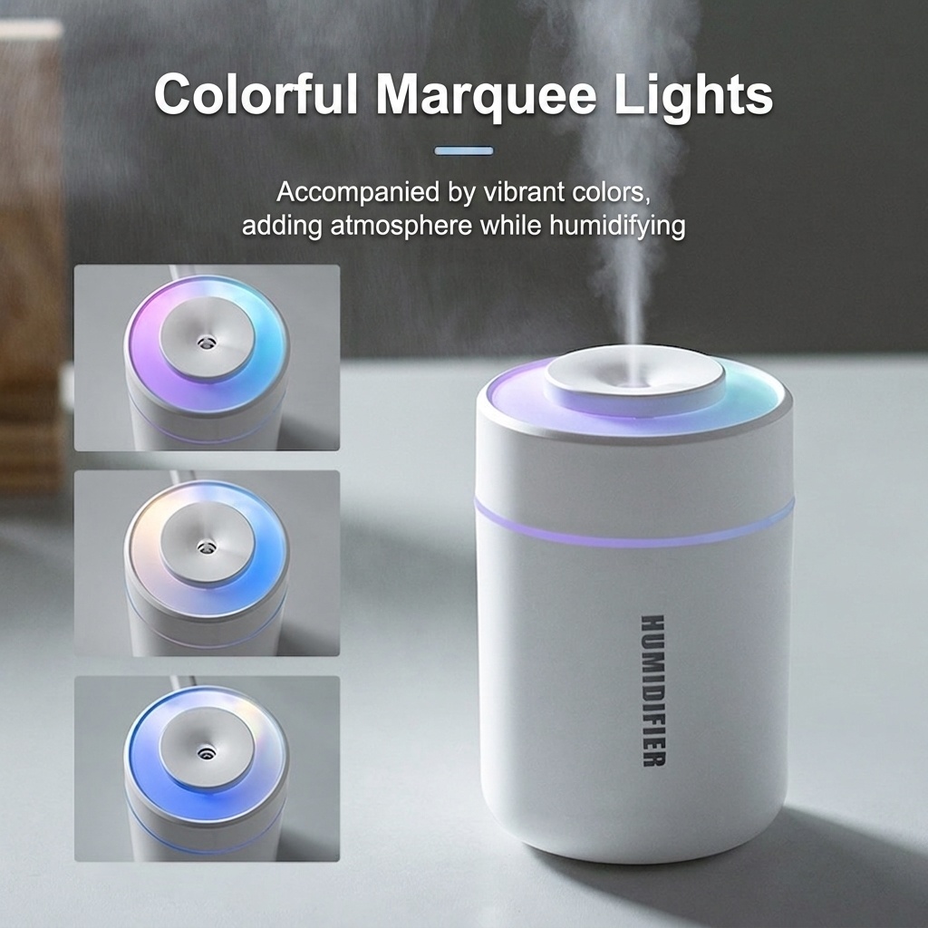 Humidificador portátil mini BW-1, difusor de aire USB silencioso con luz nocturna LED de colores, tecnología de niebla fina y 2 modos de pulverización para el hogar, la oficina y el coche.