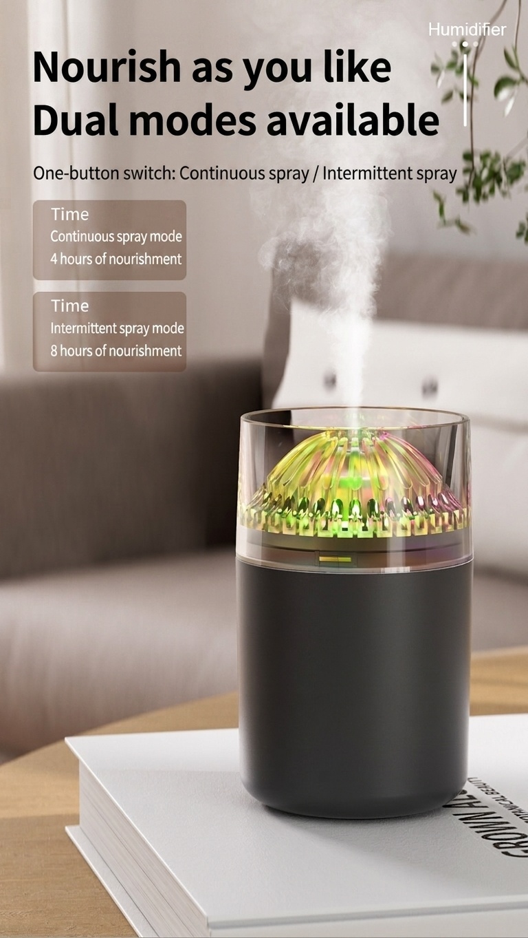 Mini humidificador portátil, difusor de aire USB de nano niebla de 180 ml con luz LED RGB, funcionamiento silencioso de 4 a 8 horas para coche, oficina, dormitorio y viajes.