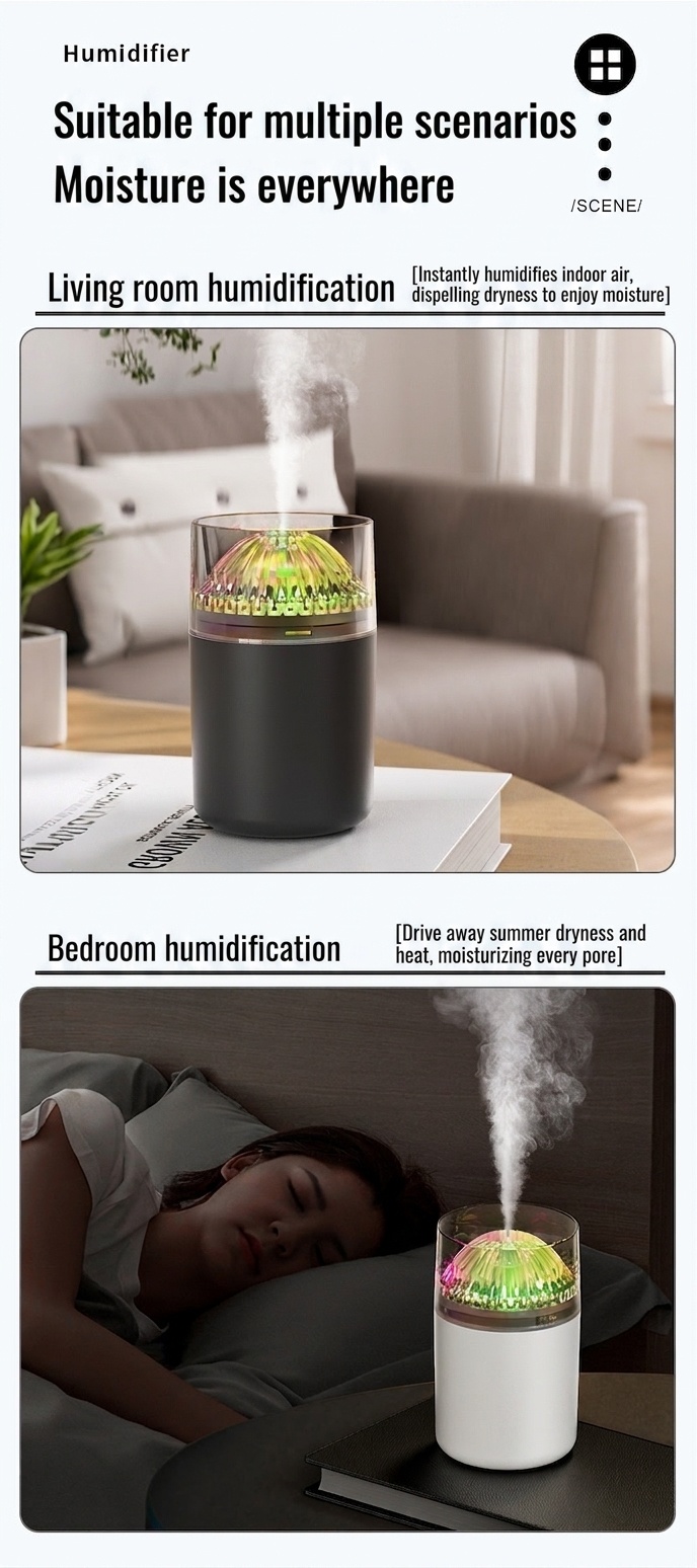 Mini humidificador portátil, difusor de aire USB de nano niebla de 180 ml con luz LED RGB, funcionamiento silencioso de 4 a 8 horas para coche, oficina, dormitorio y viajes.