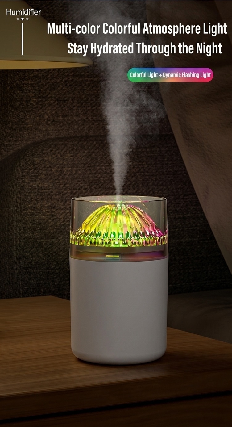 Mini humidificador portátil, difusor de aire USB de nano niebla de 180 ml con luz LED RGB, funcionamiento silencioso de 4 a 8 horas para coche, oficina, dormitorio y viajes.