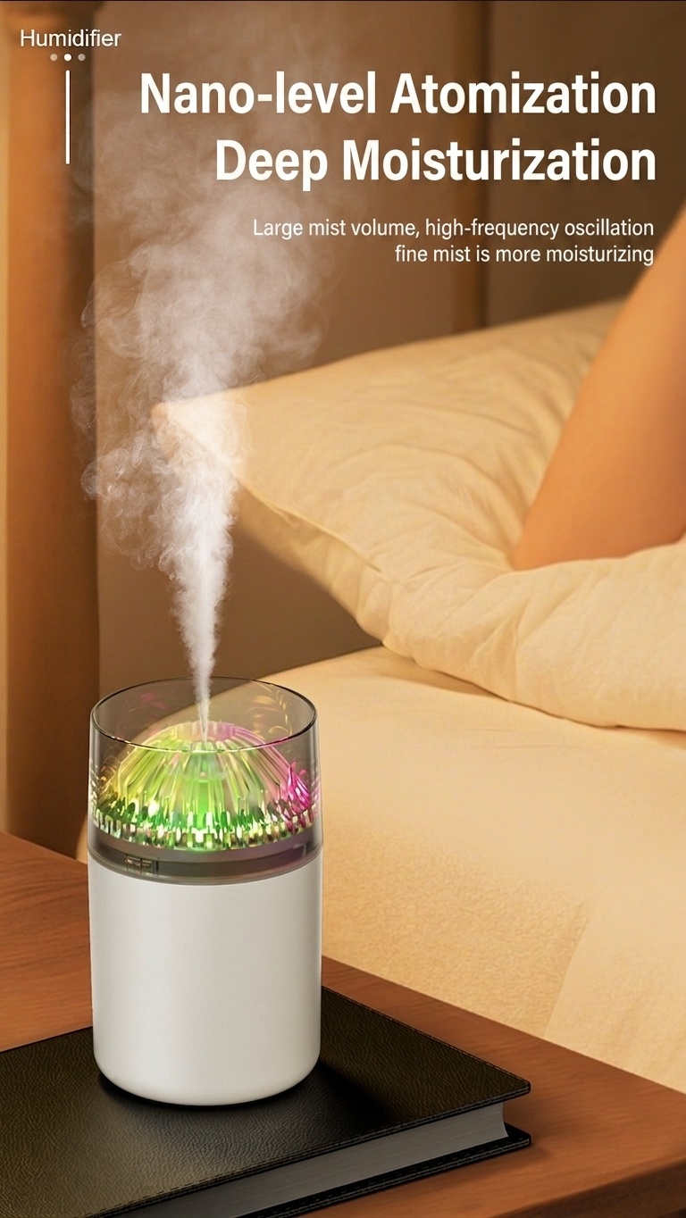 Mini humidificador portátil, difusor de aire USB de nano niebla de 180 ml con luz LED RGB, funcionamiento silencioso de 4 a 8 horas para coche, oficina, dormitorio y viajes.