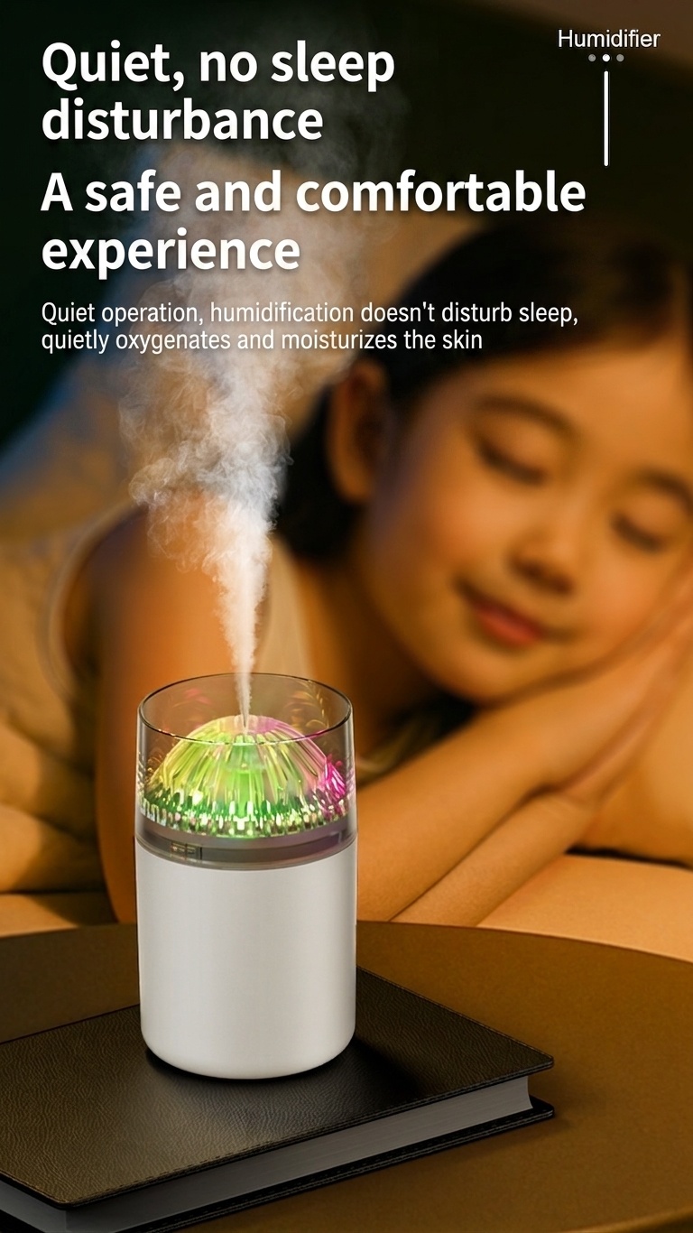 Mini humidificador portátil, difusor de aire USB de nano niebla de 180 ml con luz LED RGB, funcionamiento silencioso de 4 a 8 horas para coche, oficina, dormitorio y viajes.