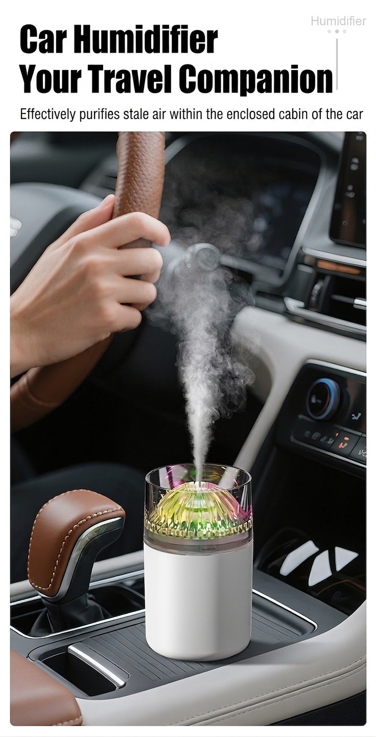 Mini humidificador portátil, difusor de aire USB de nano niebla de 180 ml con luz LED RGB, funcionamiento silencioso de 4 a 8 horas para coche, oficina, dormitorio y viajes.