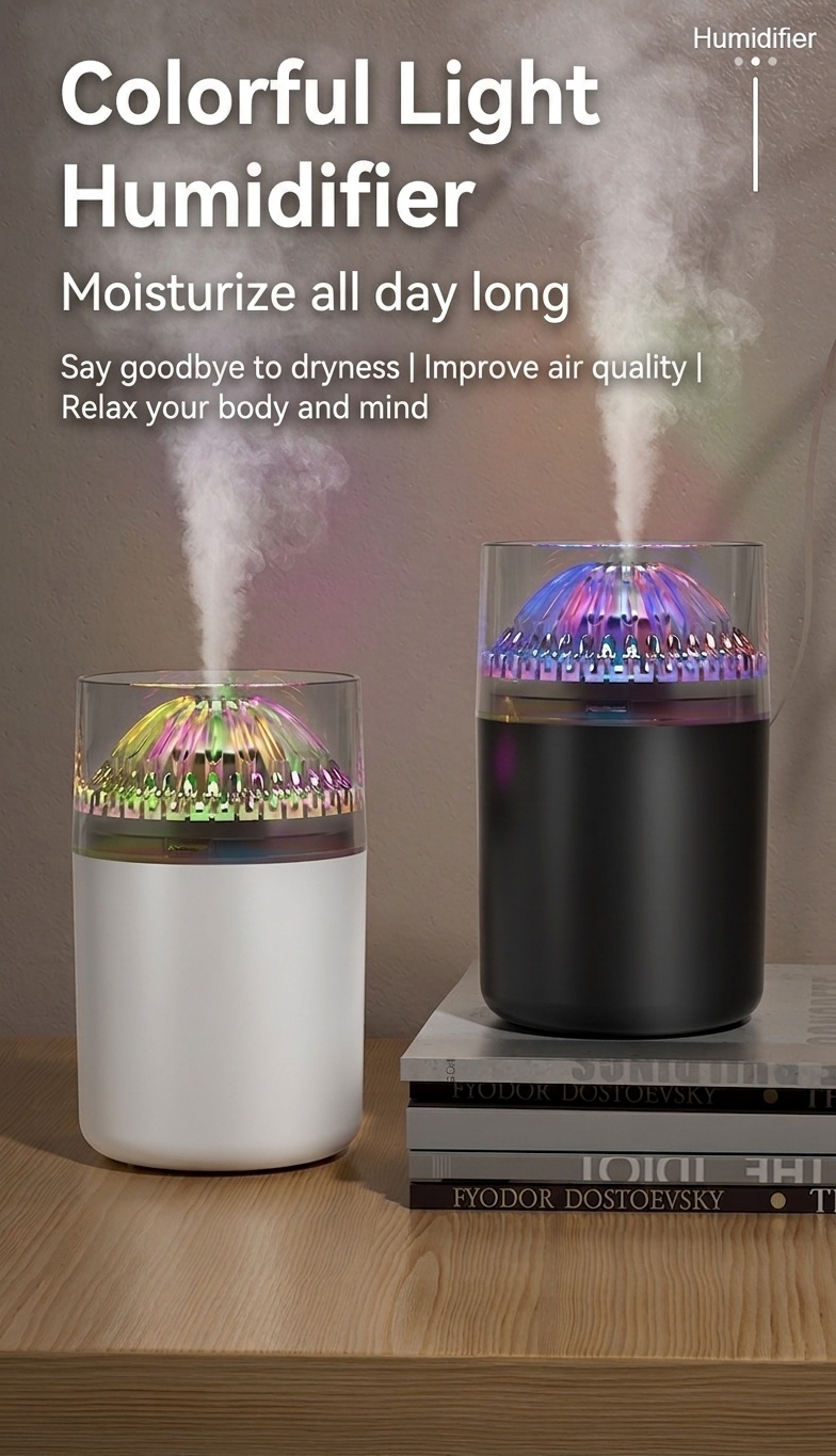 Mini humidificador portátil, difusor de aire USB de nano niebla de 180 ml con luz LED RGB, funcionamiento silencioso de 4 a 8 horas para coche, oficina, dormitorio y viajes.