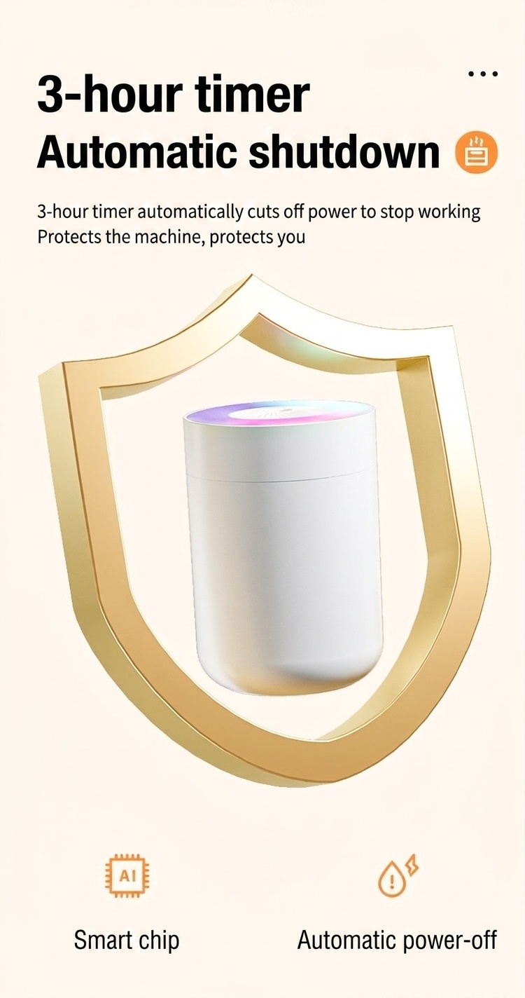 Humidificador USB portátil, difusor de niebla fina silencioso de 230 ml con luz nocturna RGB, carga tipo C y apagado automático de seguridad de 3 horas para el hogar, la oficina y el coche.