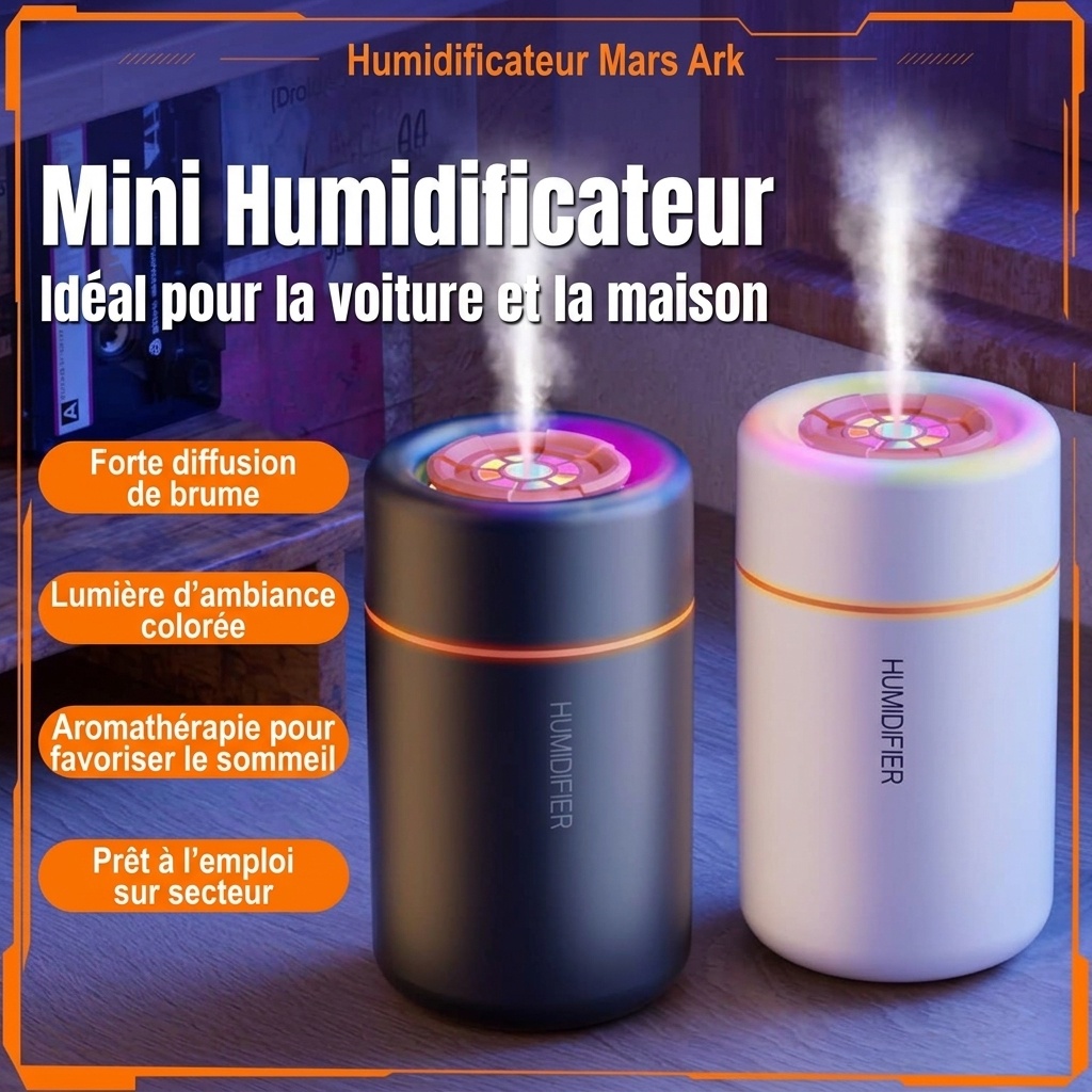 Mini humidificateur portable USB et diffuseur d'huiles essentielles, purificateur d'air silencieux à brume fine avec lumière LED vibrante pour la maison, le bureau, la chambre et la voiture