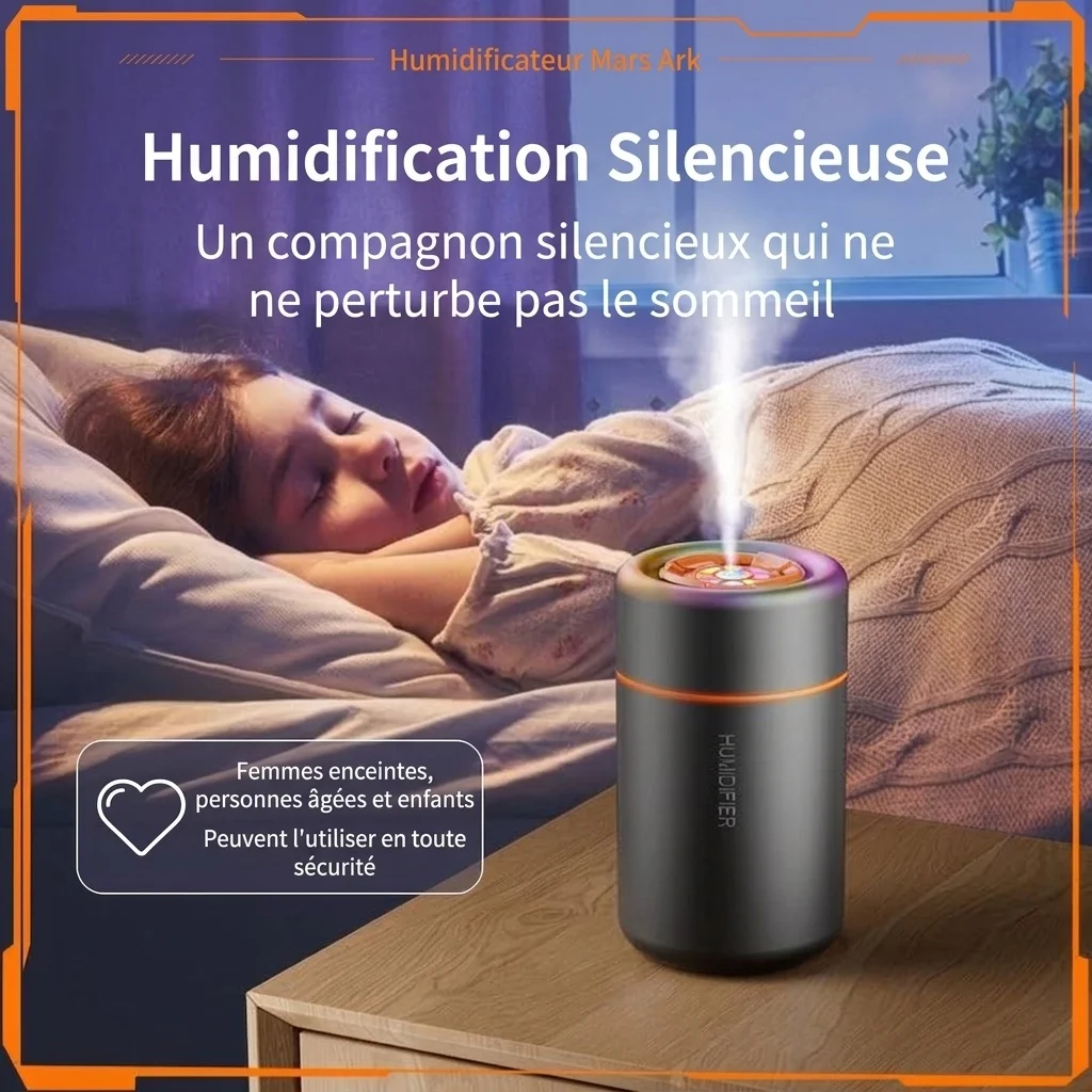 Mini humidificateur portable USB et diffuseur d'huiles essentielles, purificateur d'air silencieux à brume fine avec lumière LED vibrante pour la maison, le bureau, la chambre et la voiture