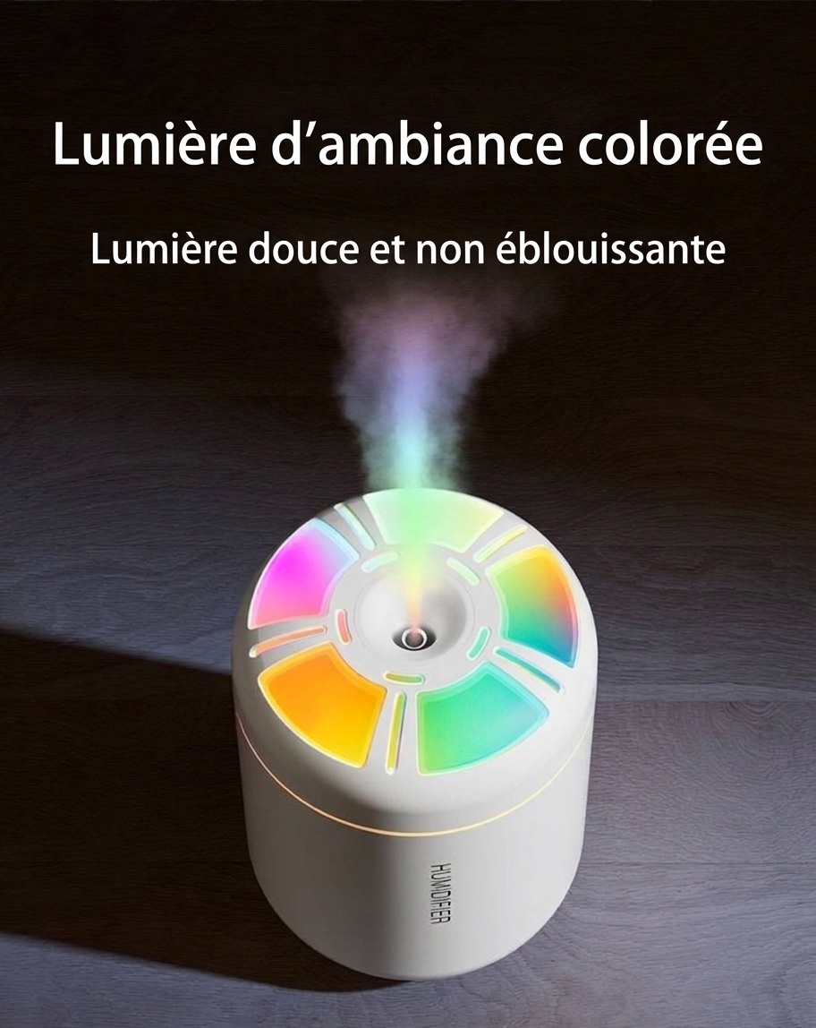 Humidificateur Aurora Mini USB, diffuseur d'air portable de 180 ml avec veilleuse LED 7 couleurs, brumisation fine et silencieuse de 40 ml/h pour la maison, le bureau, la chambre et la voiture