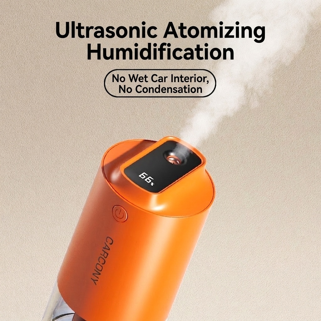 Humidificador y esterilizador de aire inteligente para coche, difusor de niebla fina con arranque/parada automáticos, purificación de 360°, funcionamiento ultrasilencioso y fácil limpieza para vehículos.