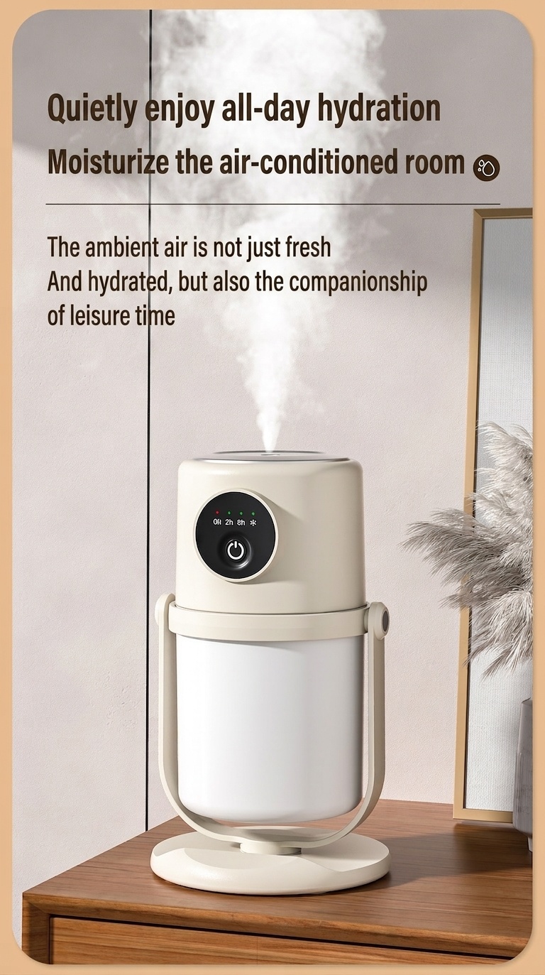 Humidificador USB portátil, difusor de niebla continua silenciosa de 280 ml con luz nocturna relajante, rotación de 360° y temporizador inteligente para el hogar, la oficina y los viajes.