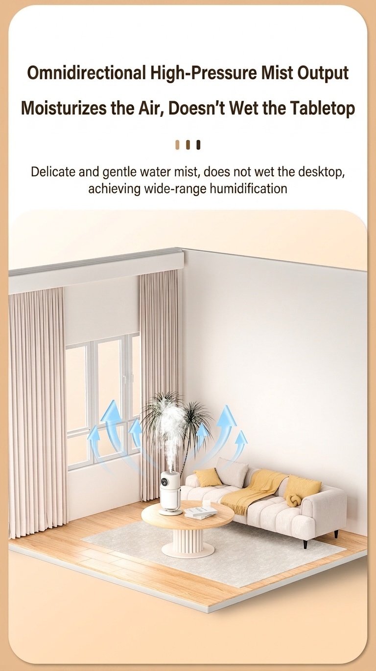 Humidificador USB portátil, difusor de niebla continua silenciosa de 280 ml con luz nocturna relajante, rotación de 360° y temporizador inteligente para el hogar, la oficina y los viajes.