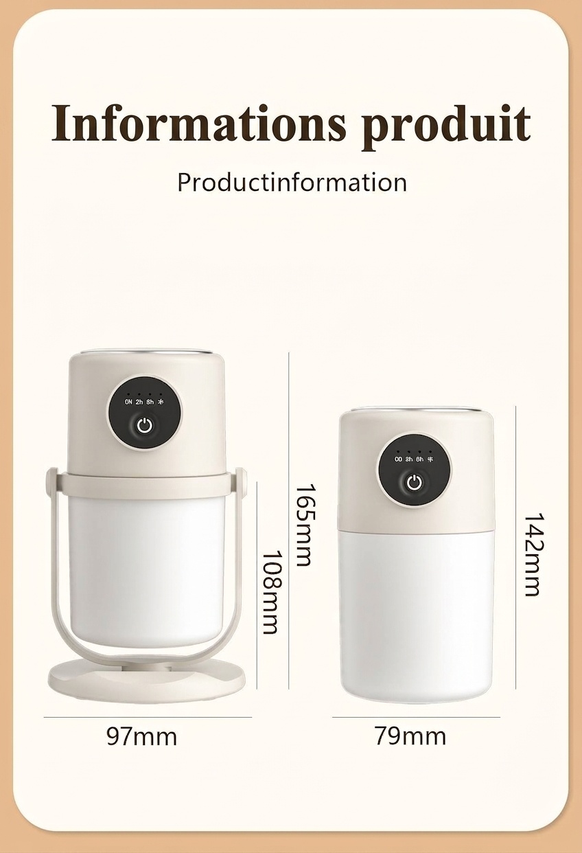 Humidificateur portable USB, diffuseur de brume continu silencieux de 280 ml avec veilleuse apaisante, rotation à 360° et minuterie intelligente pour la maison, le bureau et les voyages.