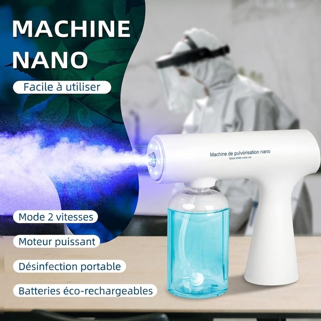 Pistolet pulvérisateur de désinfection portatif antivirus K5S, machine de stérilisation par atomisation à lumière bleue rechargeable