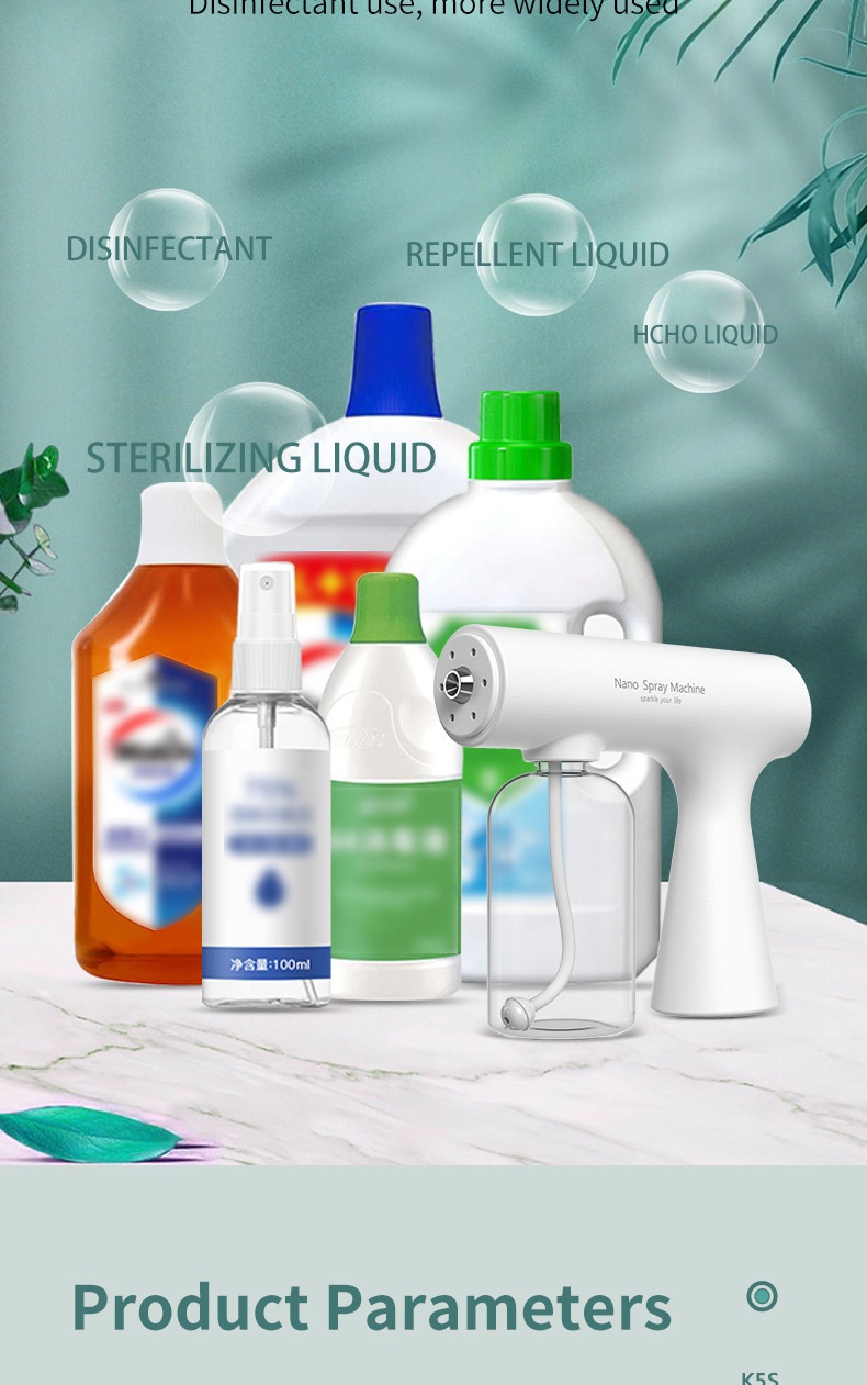 Antivirus K5S handdesinfectiepistool met blauwe lichtverneveling en sterilisatiefunctie, oplaadbaar apparaat