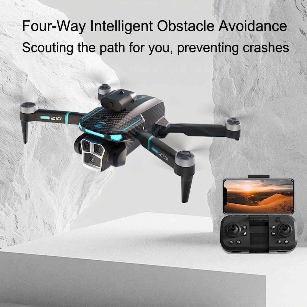 Z101 GPS Brushless Drone with 8K Triple Camera, Intelligent Obstacle Avoidance, Auto Return, Foldable RC Quadcopter for Adults