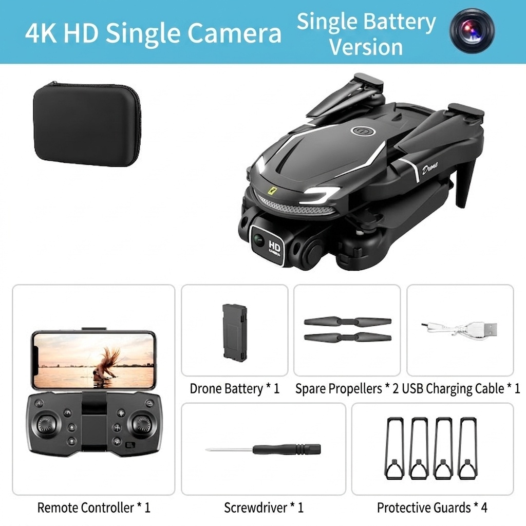 V88 4K HD Camera Drone, Foldable RC Quadcopter with Altitude Hold, Long Battery Life, and Remote Control for Beginners