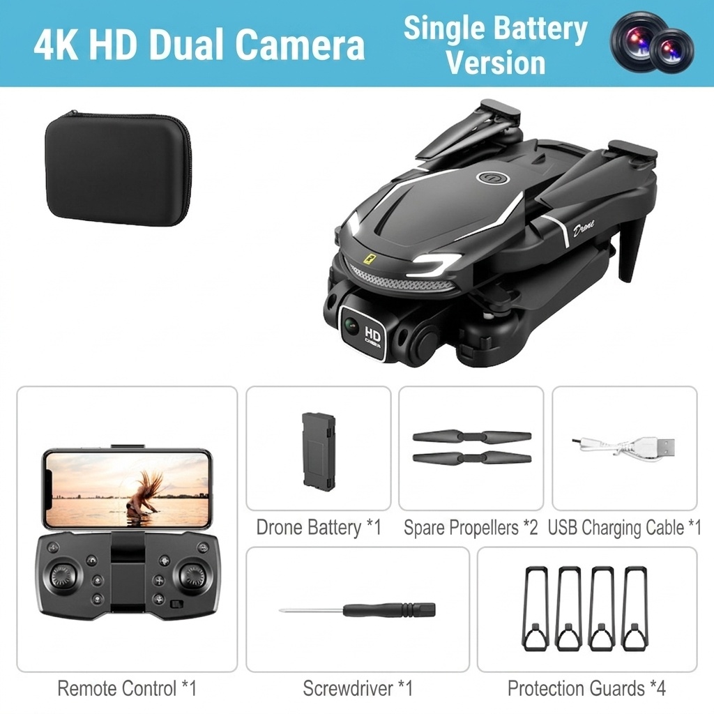 V88 4K HD Camera Drone, Foldable RC Quadcopter with Altitude Hold, Long Battery Life, and Remote Control for Beginners