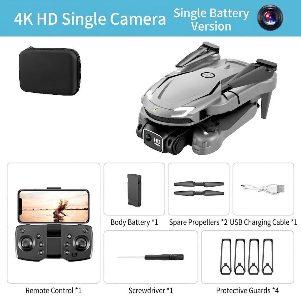 V88 4K HD Camera Drone, Foldable RC Quadcopter with Altitude Hold, Long Battery Life, and Remote Control for Beginners