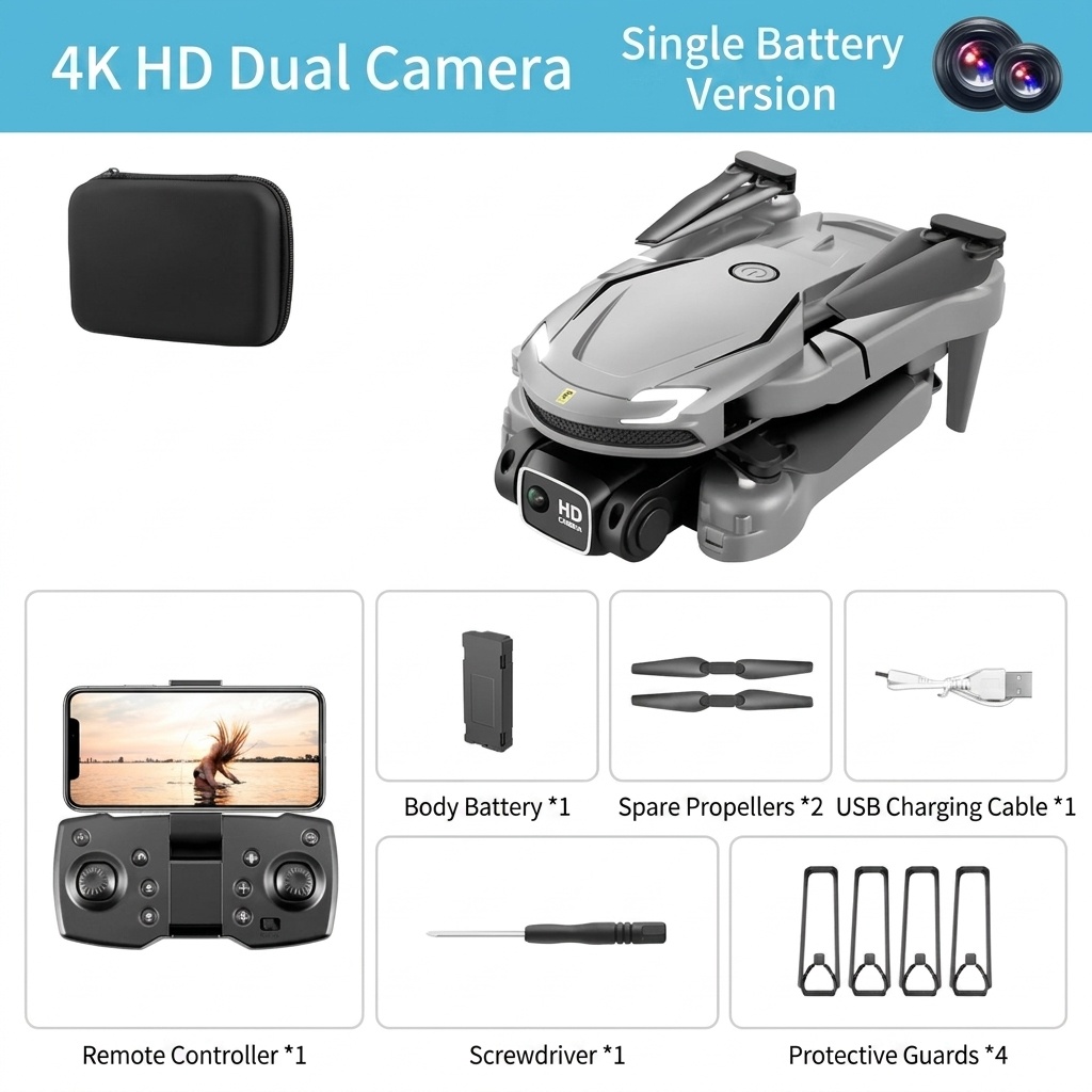 V88 4K HD Camera Drone, Foldable RC Quadcopter with Altitude Hold, Long Battery Life, and Remote Control for Beginners