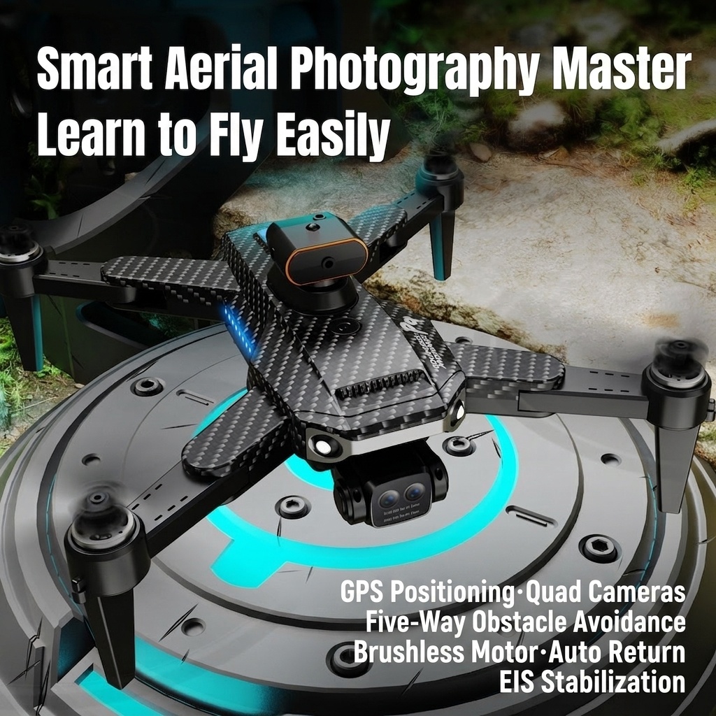 P9 GPS Drone with 8K HD Electric Quad Camera, Optical Flow Positioning, Brushless Motor, 5-Sided Obstacle Avoidance, Foldable FPV Quadcopter
