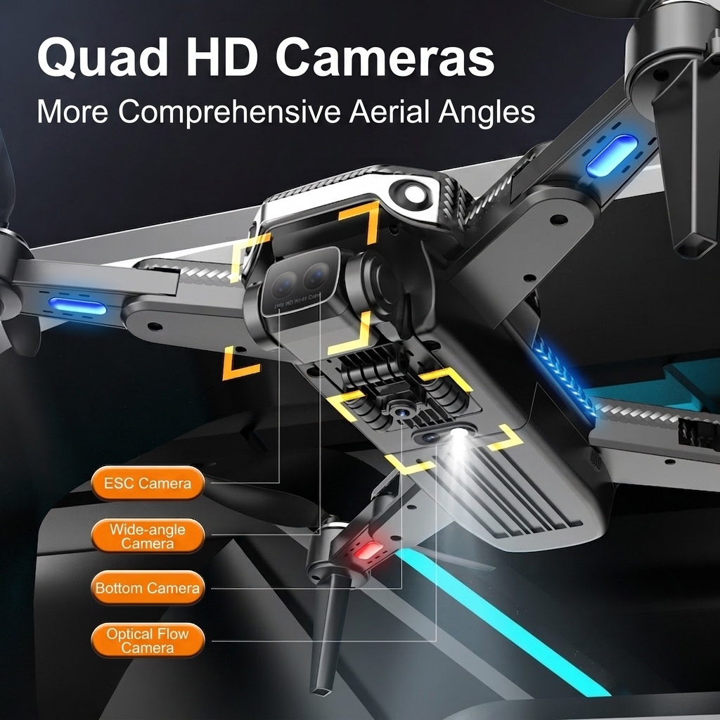P9 GPS Drone with 8K HD Electric Quad Camera, Optical Flow Positioning, Brushless Motor, 5-Sided Obstacle Avoidance, Foldable FPV Quadcopter