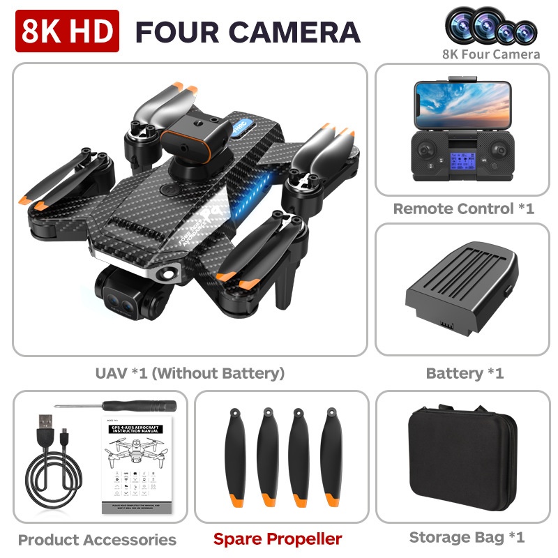 P9 GPS Drone with 8K HD Electric Quad Camera, Optical Flow Positioning, Brushless Motor, 5-Sided Obstacle Avoidance, Foldable FPV Quadcopter