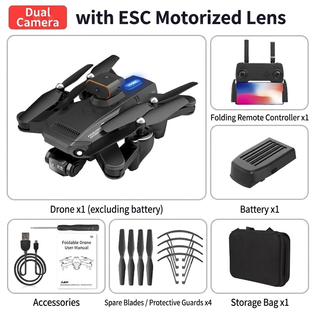 P9 GPS Drone with 8K HD Electric Quad Camera, Optical Flow Positioning, Brushless Motor, 5-Sided Obstacle Avoidance, Foldable FPV Quadcopter